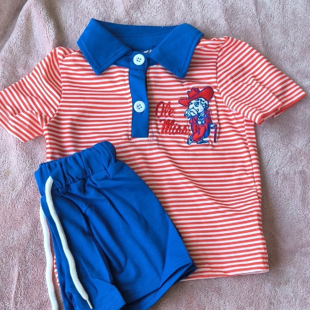 Kids Striped Red and Blue Shirt Set